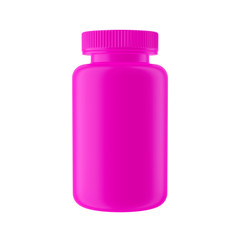 Pink Matte Plastic Bottle with Cap, Isolated on white background.