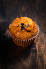 Blueberry Muffin with Fresh Blueberries. Selective focus.