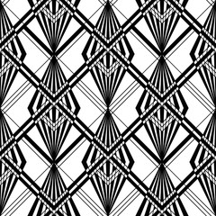 Art Deco Pattern. Vector black white background