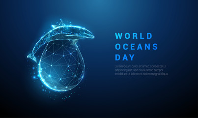 Low poly jumping dolphin and drop of water. © Елена Бутусова