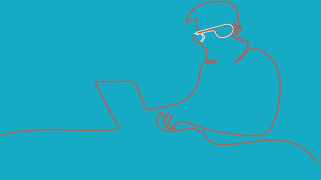 Young man freelancer student using laptop studying online working from home in internet, smiling focused millennial guy typing on computer surfing web looking at screen enjoying distant job,remote