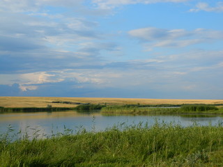 landscape with lake and clouds