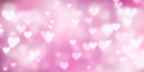 Abstract background with hearts, bokeh, blurred, pink,white, mother's day concept, Valentine's Day, birthday, spring