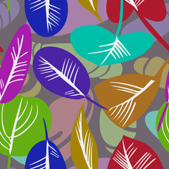 Fototapeta na wymiar Stylized Leaves Seamless Pattern. Decorative Background.