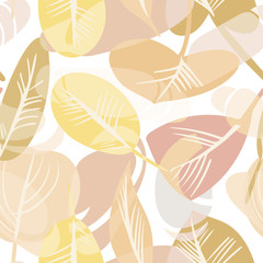Stylized Leaves Seamless Pattern. Decorative Background.
