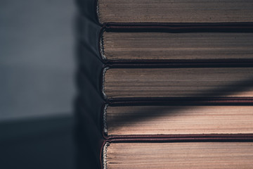 a stack of books. home reading.