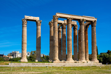 Panoramic view of Temple of Olympian Zeus, known as Olympieion at Leof Andrea Siggrou street in...