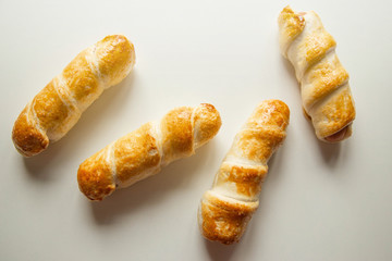 Sausages in puff pastry. Homemade cake