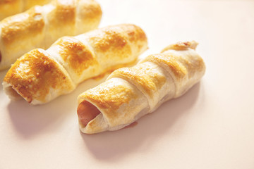 Sausages in puff pastry. Homemade cake