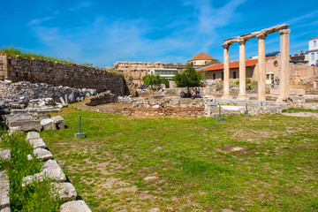 Library of Hadrian - Hadrian’s Library - ruins with remaining stone archeologic artefacts at the...