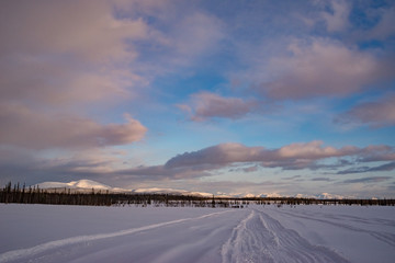 Winter ski trip in the mountains of the circumpolar Urals