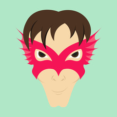 Superhero in Action. Superhero character . Icon in flat style