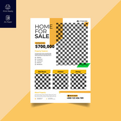 Elegant Real Estate Flyer Home for Sale for Modern Home Interior Design Editable Vector Template