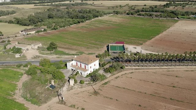 Aerial photography, Flight at Can Picafort, Bay and Agriculture, Mallorca, Balearic Islands, Spain