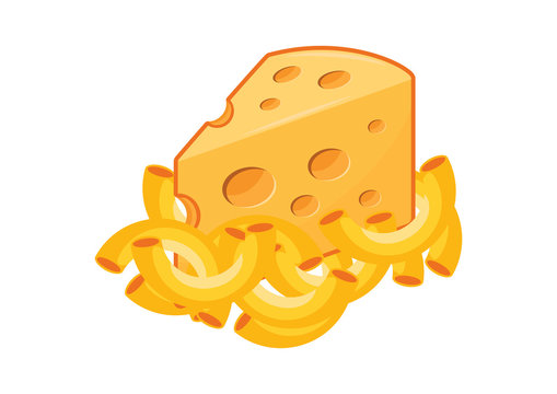 Mac and Cheese vector. Macaroni and Cheese icon vector. Pasta with cheese icon. Mac and Cheese isolated on a white background. American delicacy food vector