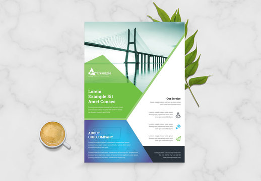 Abstract Blue Green Business Flyer Layout