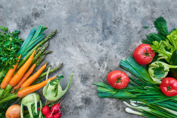 Fresh, raw vegetables on a rustic background. healthy eating concept. Vitamins, immunity
