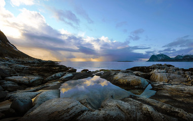 Sunset at Sandnes in Lofoten islands