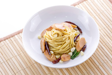 Spaghetti with sausage spicy
