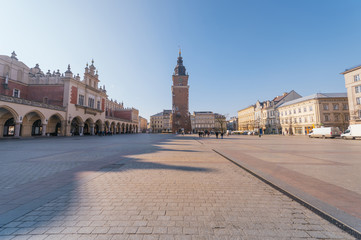 Fototapeta na wymiar Krakow Old Town during sunrise