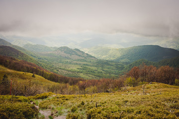 Europe, Poland, Podkarpackie Voivodeship, Bieszczady, Bieszczady National Park. Cloudy wheather, early sprin