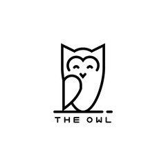 Vector icon or owl logo in thin line style.