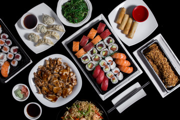 Top view set of japanese food