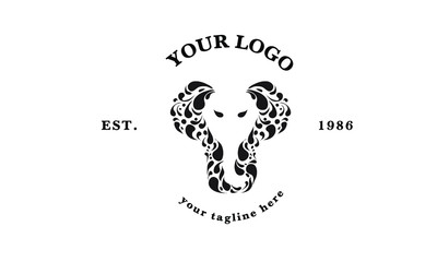 Indian ornamental elephant logotype. Floral animal logo. Label design for kids art school. Mandala doodle sign for tea or tea room