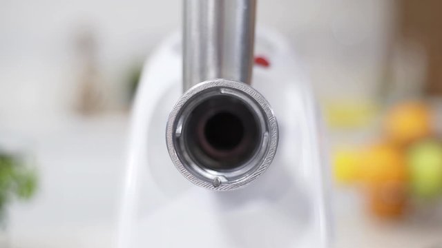 Electric mincer machine for minced meat per minute, make sausages, mashed berries, squeeze juice and chop vegetables. Meat mincer of increased power is reliable assistant in kitchen.