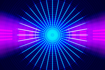Empty background scene. rays of searchlights, neon blue and purple  light, highlights and lights. Night view of the scene. Dark background with spotlights.