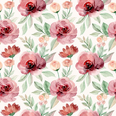 beautiful watercolor flower blossom seamless pattern