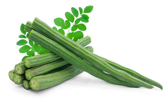 Moringa with leaf isolated on white background
