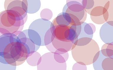 Multicolored translucent circles on a white background. Pink tones. 3D illustration