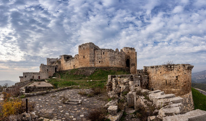 Krak de Chevaliers Crusader Castle damaged during Syria Civil War