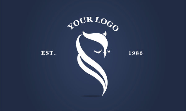 Owl female logo vector illustrations. Emblem design on white background. Fox tail logotype. Face shape