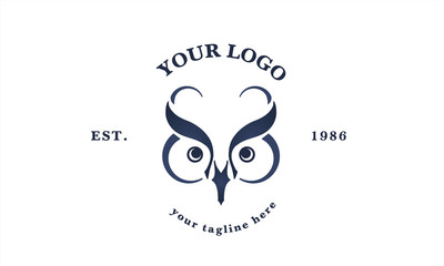Owl logo vector illustrations. Emblem design on white background. Night animal logotype. Face shape