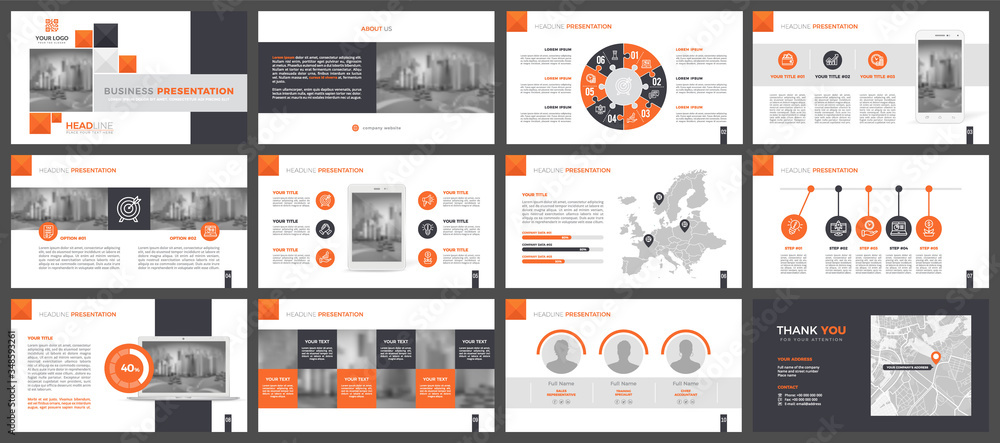 Wall mural presentation templates, corporate. elements of infographics for presentation templates. annual repor