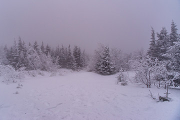 winter hike in the mountains of the southern Urals. Taganay National Park