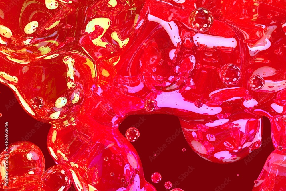 Poster soap shiny and glossy liquid or bubbles abstract gradient texture or background 3d illustration - so
