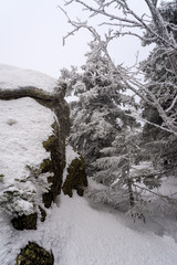 winter hike in the mountains of the southern Urals. Taganay National Park