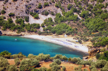 Fototapeta na wymiar Panoramic view of Livadi beach, Thassos island, Greece