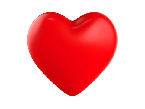 Red heart glossy shape isolated on white background with clipping path. Object.
