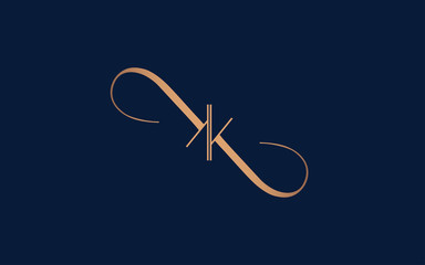 Female symetric monogram KK for a beauty center. Logo vector linear initials K. Emblem design on white background. Lettering business logotype.