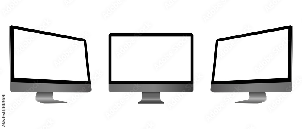 Poster realistic computer monoblock monitor display isolated on a white background. vector eps 10