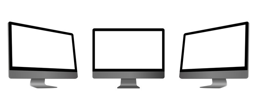 Realistic Computer Monoblock Monitor Display Isolated on a white background. Vector EPS 10