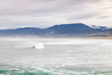 Waves on California coastline