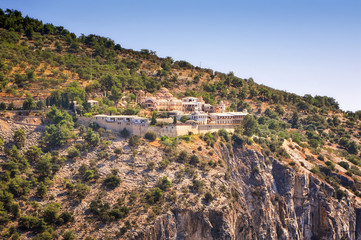 Fototapeta na wymiar View of Archangel Michael Monastery, Thassos island, Greece
