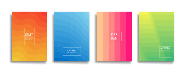 bright gradient color abstract line pattern background cover design. modern background design with trendy and vivid vibrant color. blue violet red orange green placard poster vector cover template.