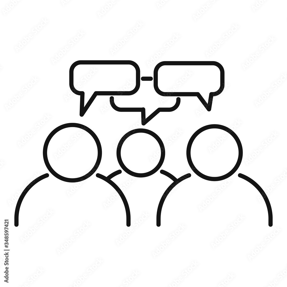 Poster teamwork conversation icon. outline teamwork conversation vector icon for web design isolated on whi