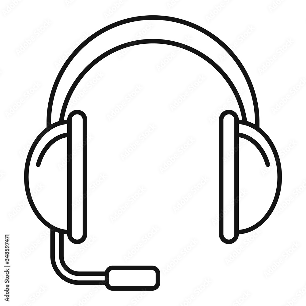 Poster headset icon. outline headset vector icon for web design isolated on white background